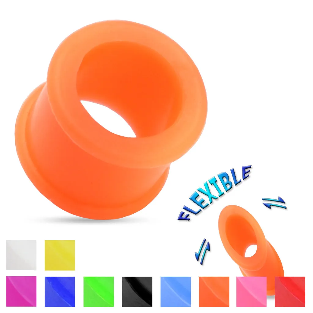 Ultra Soft Silicone Flexible Double Flat Flared Tunnel Plug with Vibrant Colors