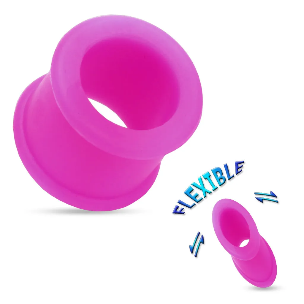 Ultra Soft Silicone Flexible Double Flat Flared Tunnel Plug with Vibrant Colors