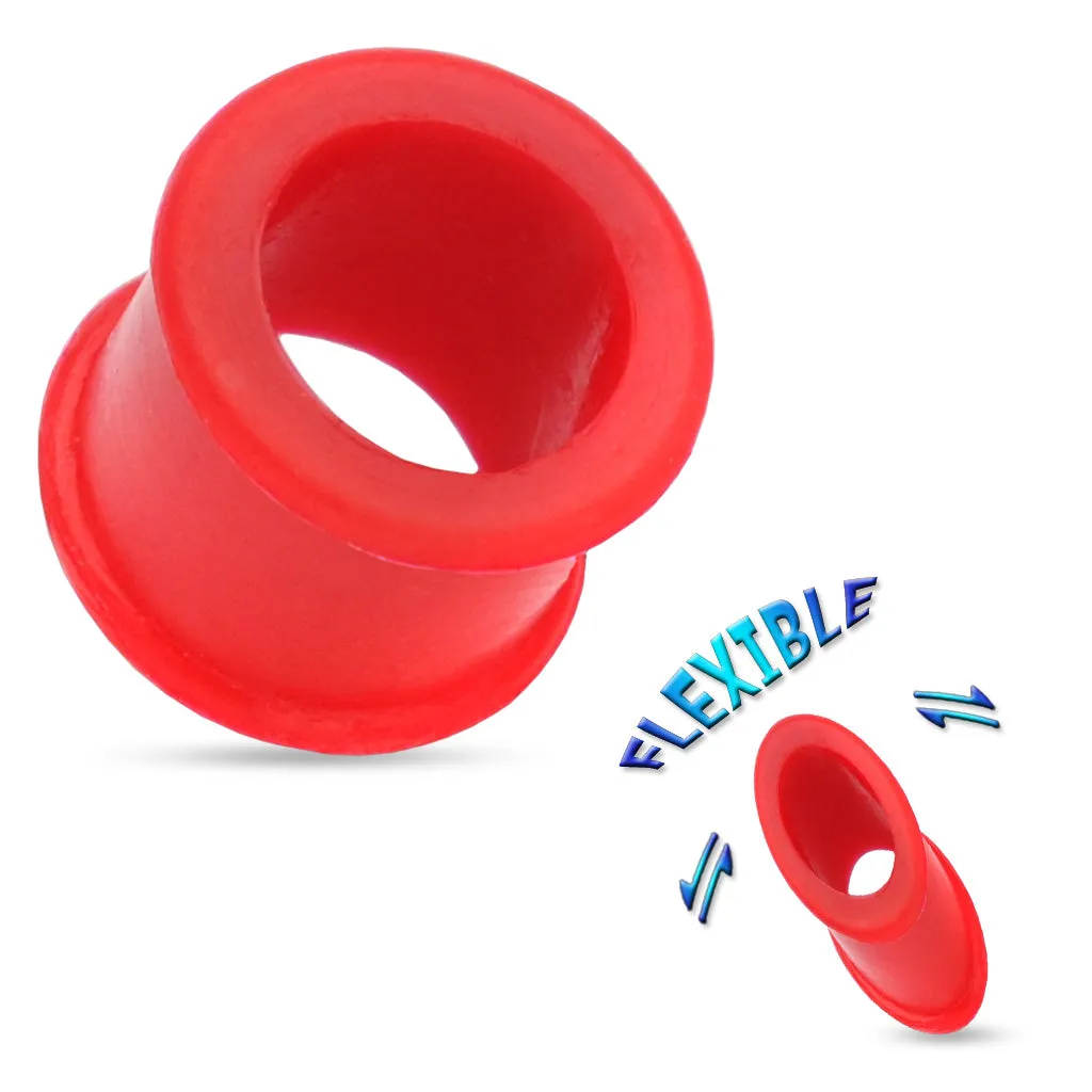 Ultra Soft Silicone Flexible Double Flat Flared Tunnel Plug with Vibrant Colors