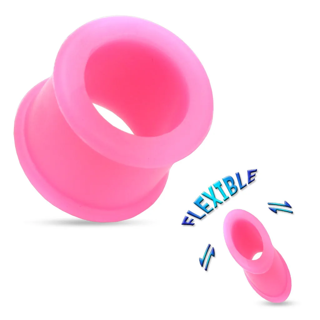 Ultra Soft Silicone Flexible Double Flat Flared Tunnel Plug with Vibrant Colors