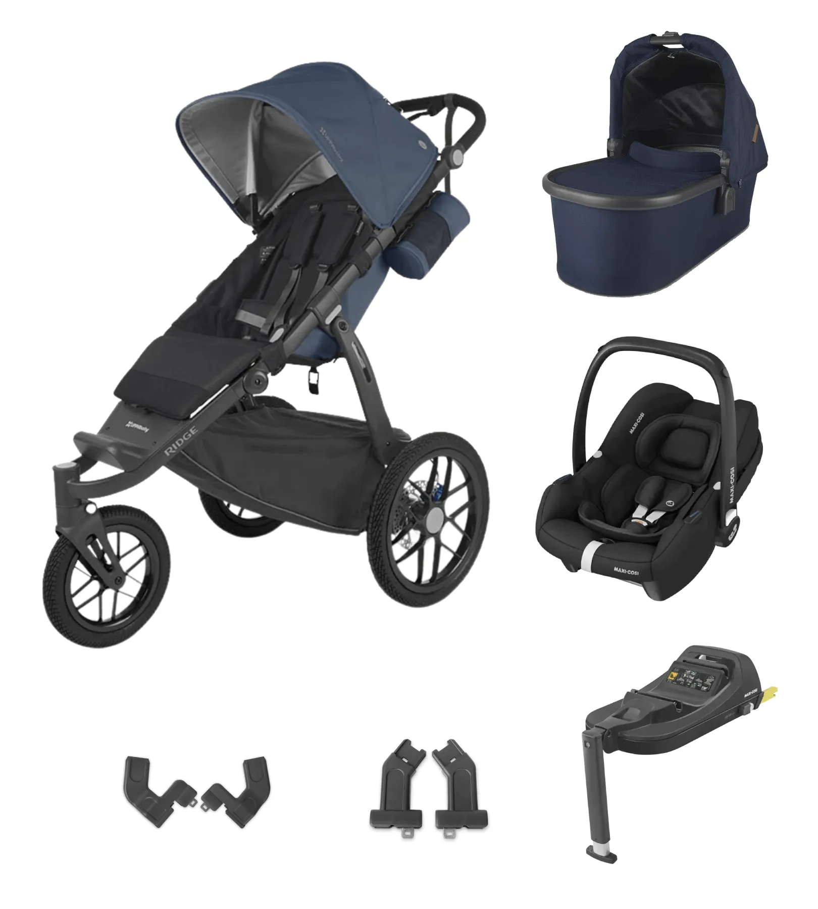 UPPAbaby Ridge All-Terrain with Cabriofix i-Size Car Seat and Base - Reggie/Noa