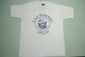 USS Pondera APA191 Vintage 90's U.S. Navy Military Made in USA T-Shirt