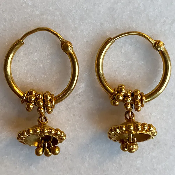 Vintage Gold Hoop Drop Earrings