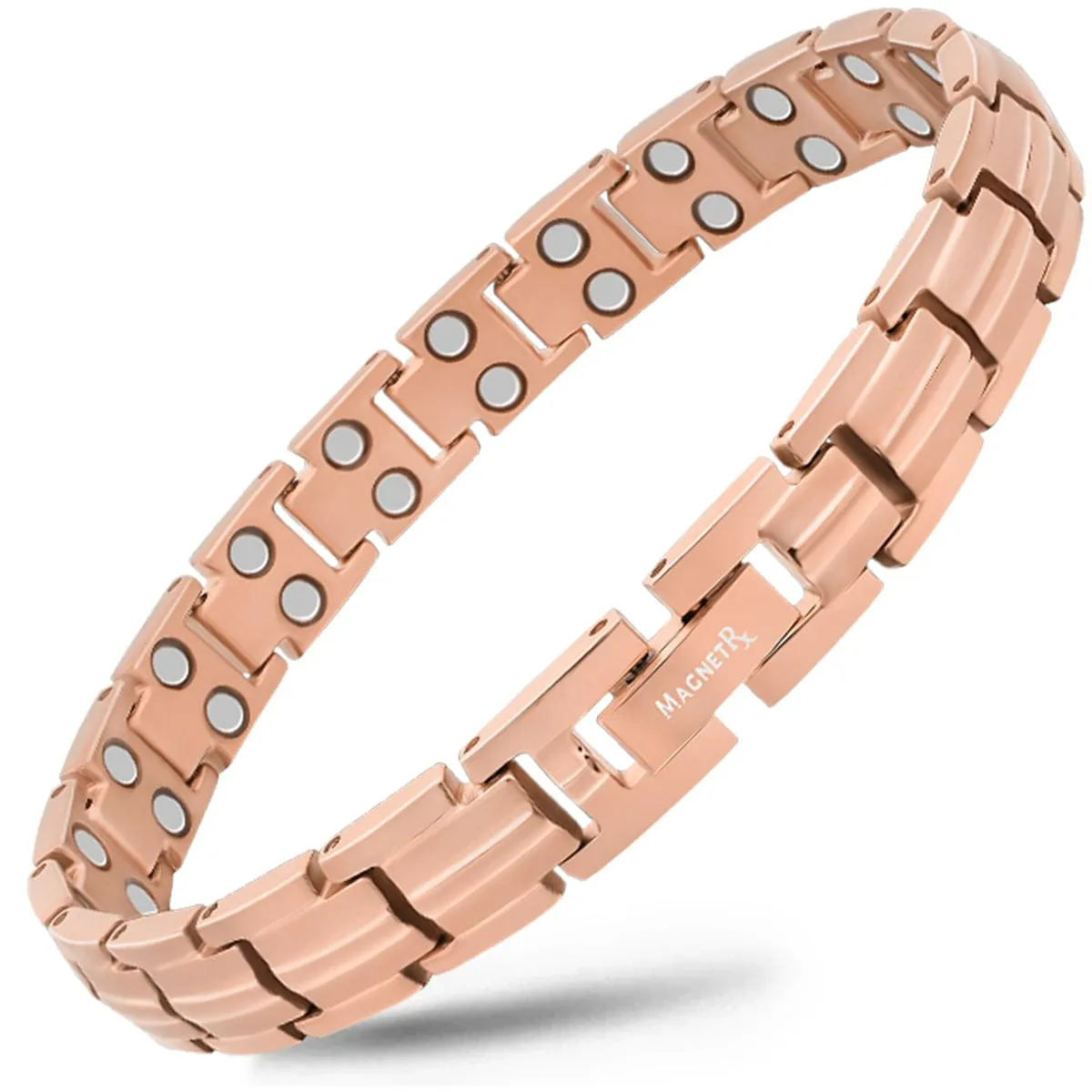 Women's Ultra Strength Magnetic Therapy Bracelet Rose Gold Titanium