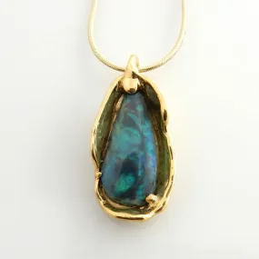 Yellow 14kt Gold Natural Opal Drop Pendant